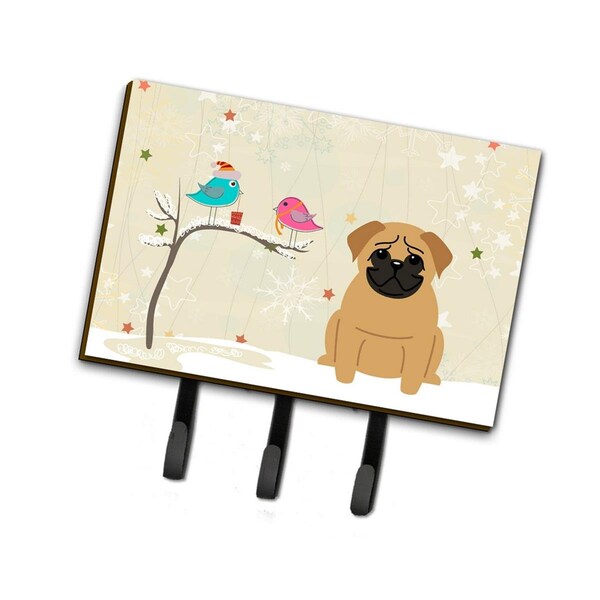 Carolines Treasures Christmas Presents Between Friends Pug Brown Leash or Key Holder - BB2479TH68
