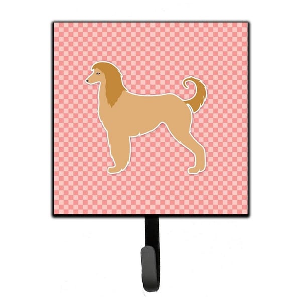 Carolines Treasures Afghan Hound Checkerboard Pink Leash or Key Holder - BB3606SH4