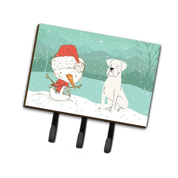 Carolines Treasures White Boxer & Snowman Christmas Leash or Key Holder - CK2034TH68