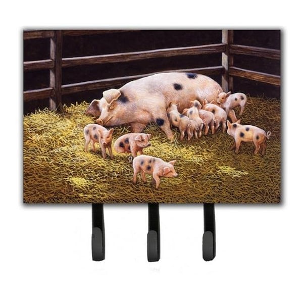 Carolines Treasures Carolines Treasures BDBA0296TH68 Pigs Piglets at Dinner Time Leash or Key Holder - BDBA0296TH68
