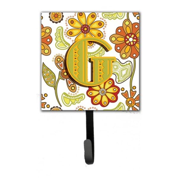 Jensendistributionservices Letter G Floral Mustard And Green Leash & Key Holder - MI1659481