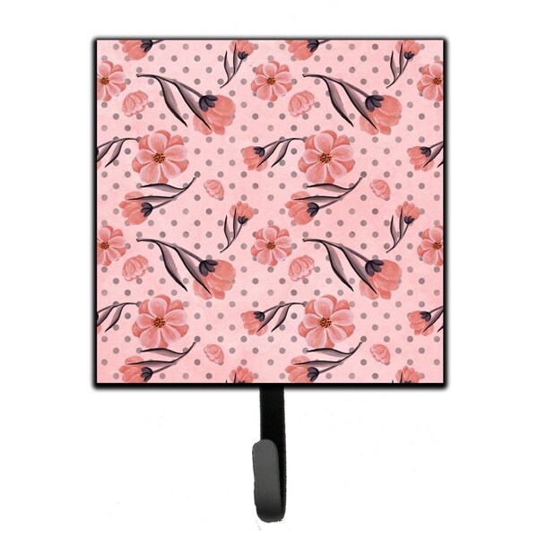 Carolines Treasures Pink Flowers and Polka Dots Leash or Key Holder, 4.25 x 1 x 7 in. - BB7499SH4