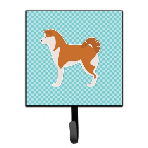 Carolines Treasures Akita Checkerboard Blue Leash or Key Holder - BB3772SH4