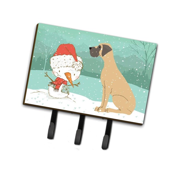 Carolines Treasures Fawn Natural Great Dane Snowman Christmas Leash or Key Holder - CK2040TH68