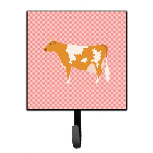 Carolines Treasures Guernsey Cow Pink Check Leash or Key Holder - BB7821SH4