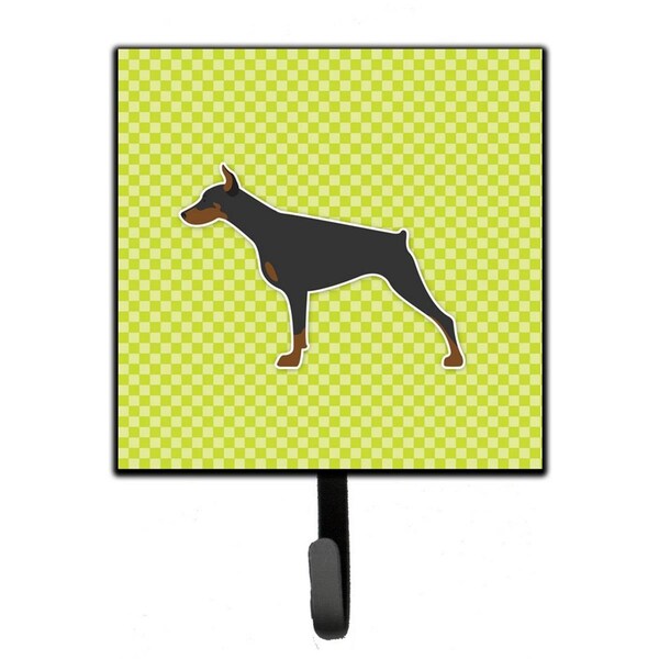 Carolines Treasures Doberman Pinscher Checkerboard Green Leash or Key Holder - BB3860SH4