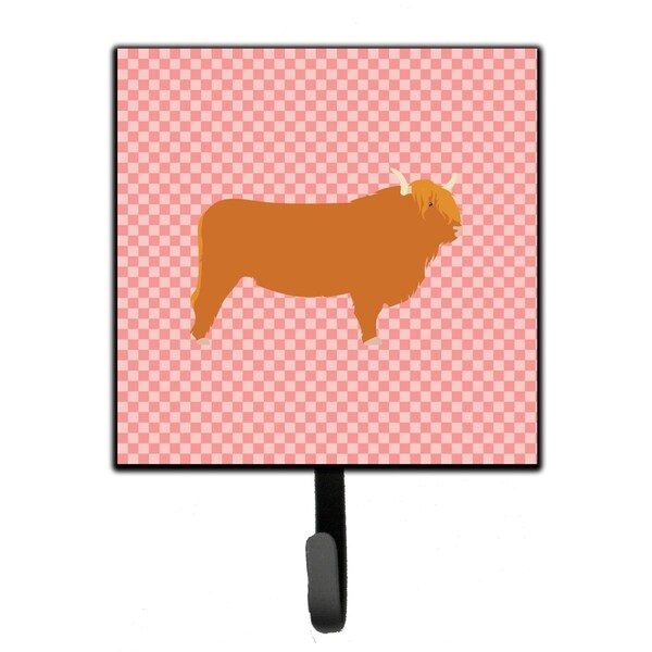 Carolines Treasures Highland Cow Pink Check Leash or Key Holder - BB7820SH4