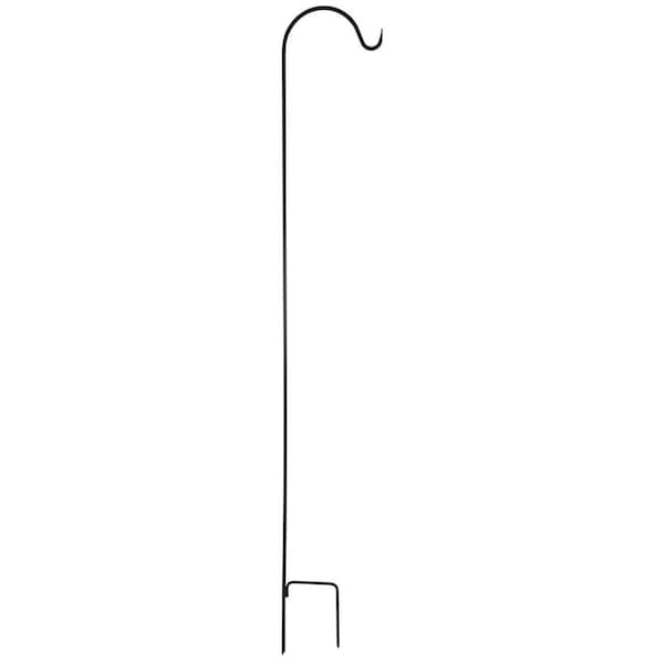Eat-In 48 in. Single Round Shepherds Hook, Black - Powder Coated Steel - EA2157688