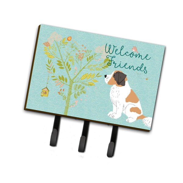 Carolines Treasures Welcome Friends Saint Bernard Leash or Key Holder, 6 x 2 x 9 in. - BB7599TH68