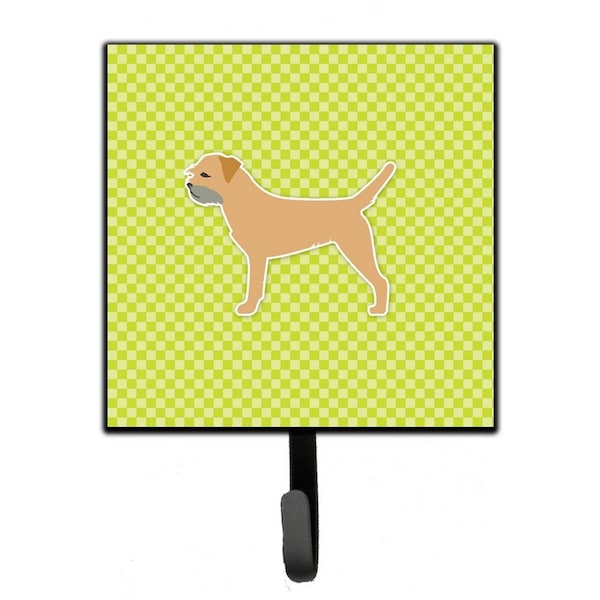 Carolines Treasures Border Terrier Checkerboard Green Leash or Key Holder - BB3789SH4
