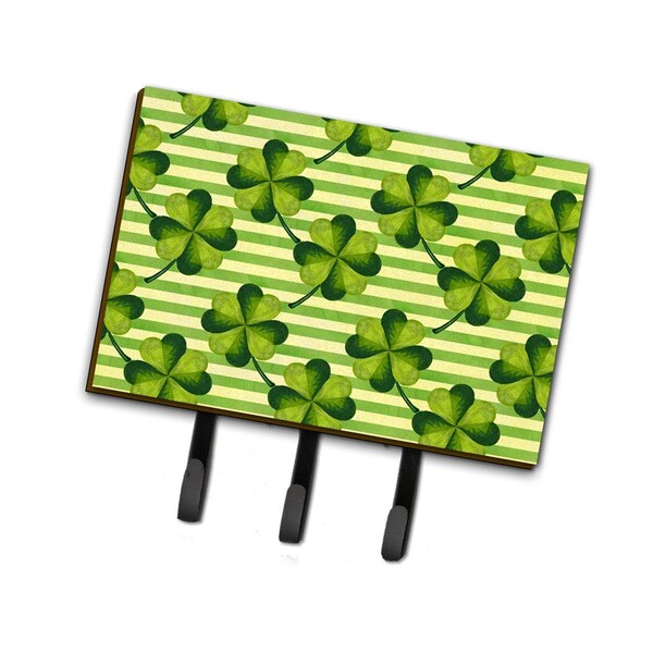 Carolines Treasures Watercolor Shamrock Stripes Leash or Key Holder, 6 x 2 x 9 in. - BB7557TH68