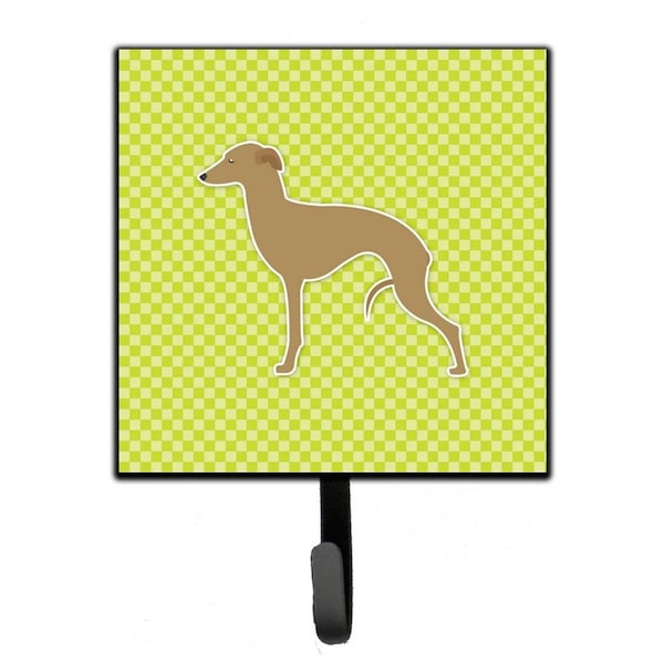 Carolines Treasures Italian Greyhound Checkerboard Green Leash or Key Holder - BB3814SH4