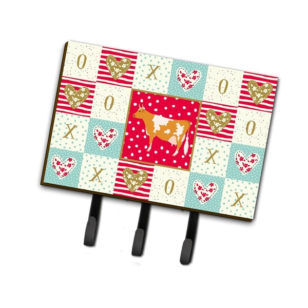 Carolines Treasures 6 x 2 x 9 in. Guernsey Cow Love Leash or Key Holder - CK5248TH68