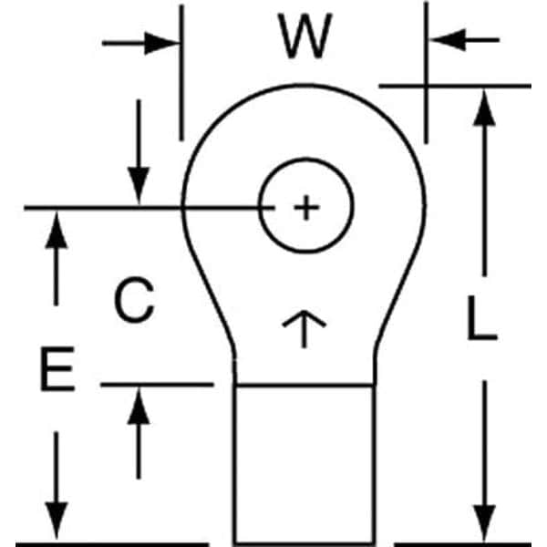Terminal de anillo no aislado para cable calibre 12-10 AWG, con ojal #6, para perno de 10 mm, paquete de 500 unidades - M10-6RK