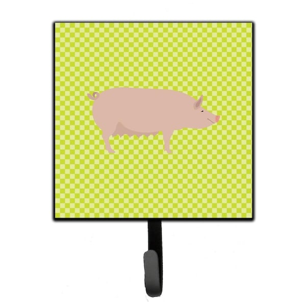 Carolines Treasures English Large White Pig Green Leash or Key Holder - BB7764SH4