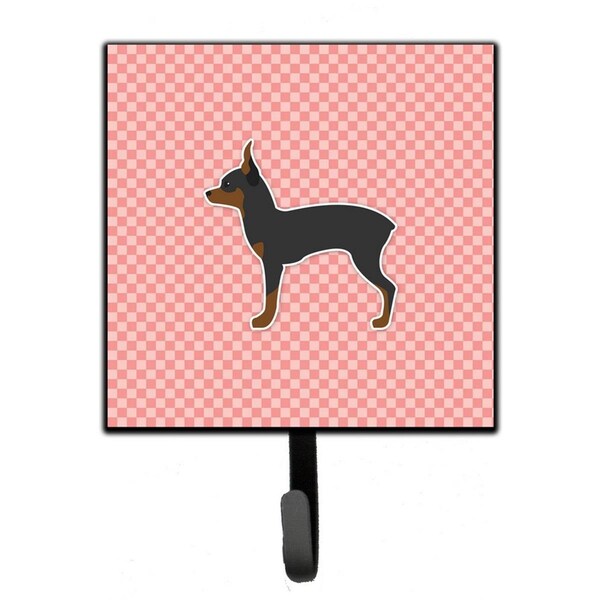 Carolines Treasures Toy Fox Terrier Checkerboard Pink Leash or Key Holder - BB3587SH4