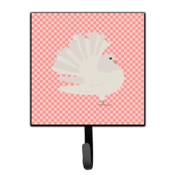 Carolines Treasures Silver Fantail Pigeon Pink Check Leash or Key Holder - BB7950SH4