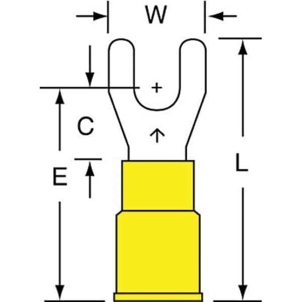 Terminal de Horquilla de Nylon para 12-10 AWG, Conector #8, Paquete de 500 - MNG10-8FK