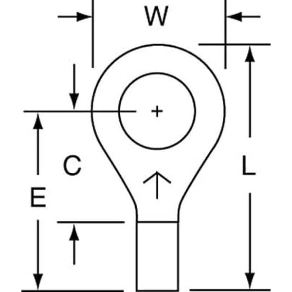 Terminal de anillo no aislado de 16-14 AWG 1/4 " Stud PK1000 - M14-14R/SK