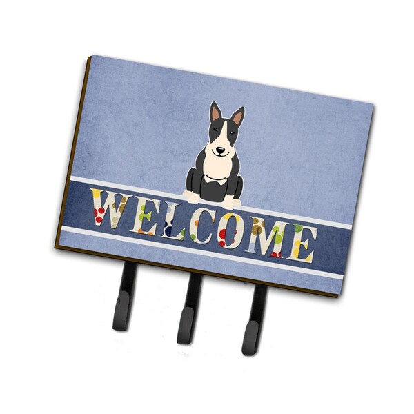 Carolines Treasures Bull Terrier Black & White Welcome Leash or Key Holder - BB5714TH68