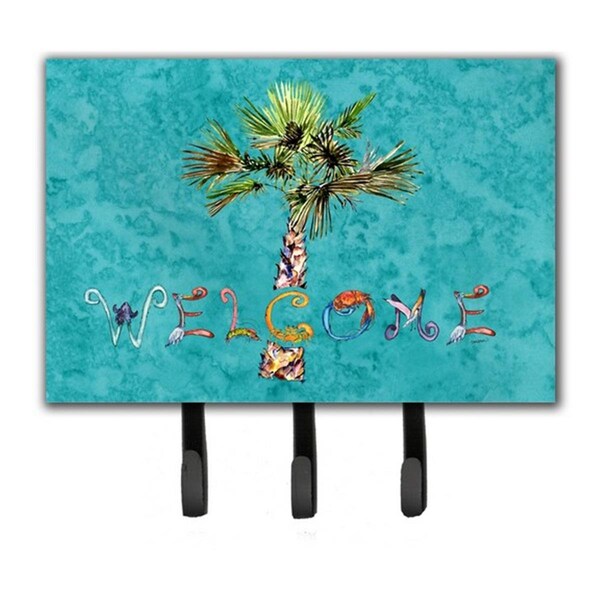 Jensendistributionservices Welcome Palm Tree On Teal Leash & Key Holder - MI1718543
