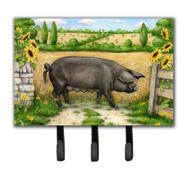 Jensendistributionservices Black Pig with Sunflowers Leash or Key Holder - MI760506