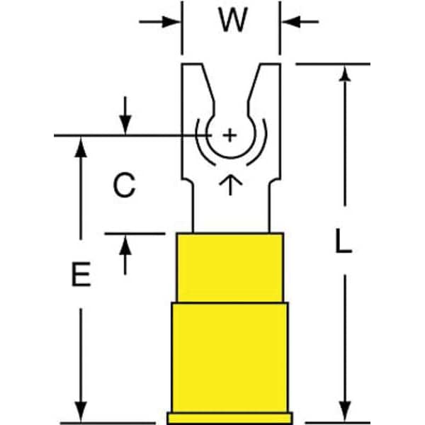 Terminales de horquilla de bloqueo de vinilo de 12-10 AWG de 3M para perno del #6 - Paquete de 500 - MV10-6FLK