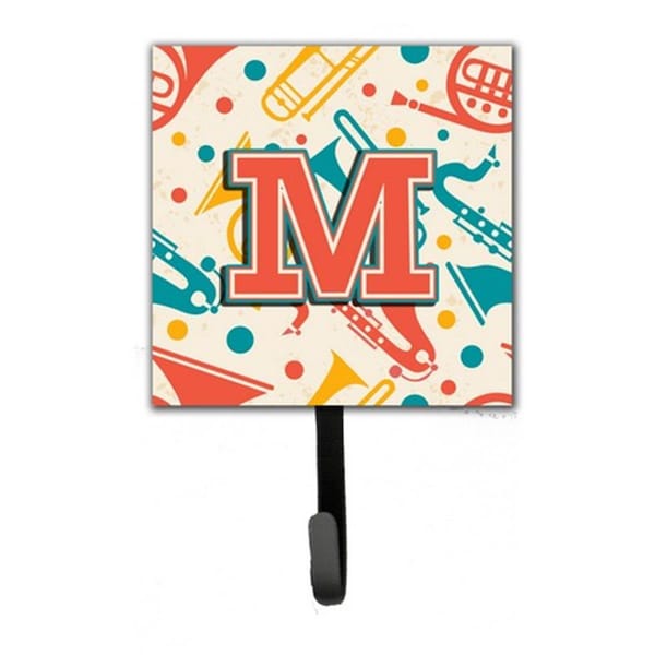 Jensendistributionservices Letter M Retro Teal Orange Musical Instruments Initial Leash & Key Holder - MI1660921