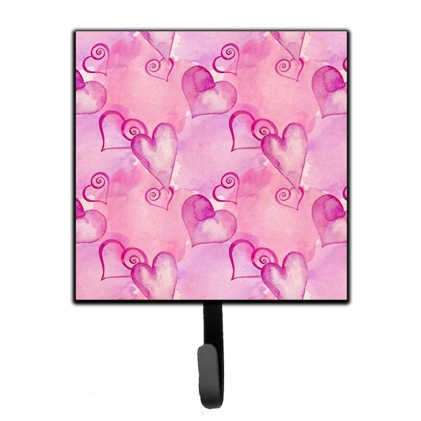 Carolines Treasures Watercolor Hot Pink Hearts Leash or Key Holder, 4.25 x 1 x 7 in. - BB7564SH4