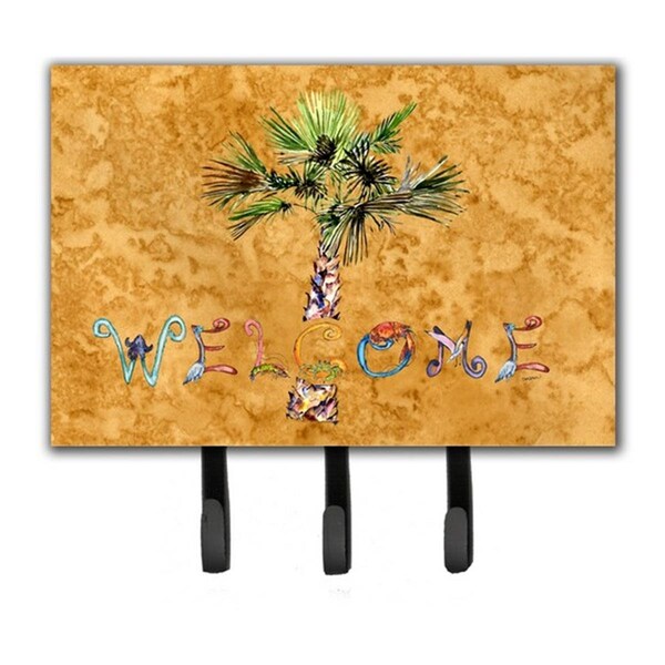Jensendistributionservices Welcome Palm Tree On Gold Leash & Key Holder - MI2088663