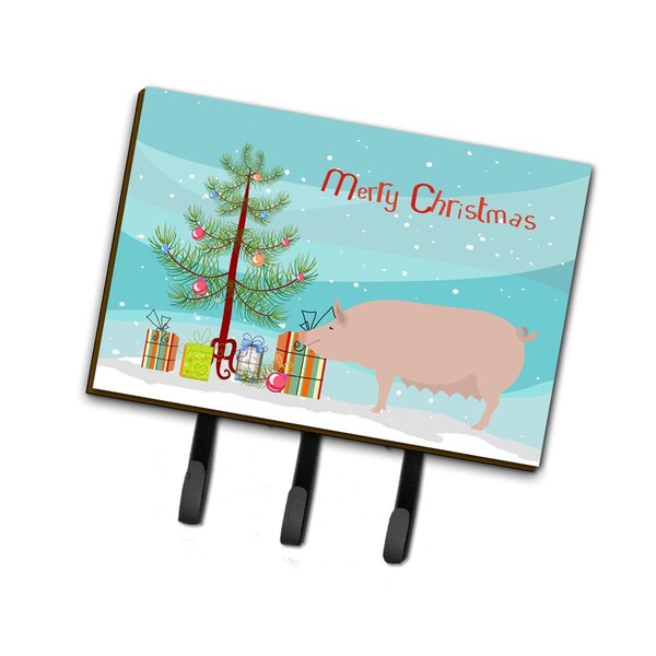 Jensendistributionservices English Large White Pig Christmas Leash or Key Holder - MI1710757