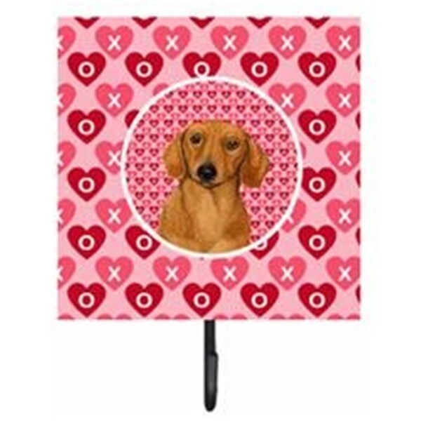 Jensendistributionservices 4.25 x 7 in. Dachshund Valentines Love and Hearts Leash Or Key Holder - MI1656674