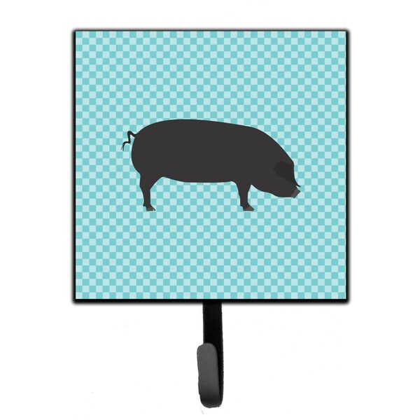 Jensendistributionservices Devon Large Black Pig Blue Check Leash or Key Holder - MI1717091