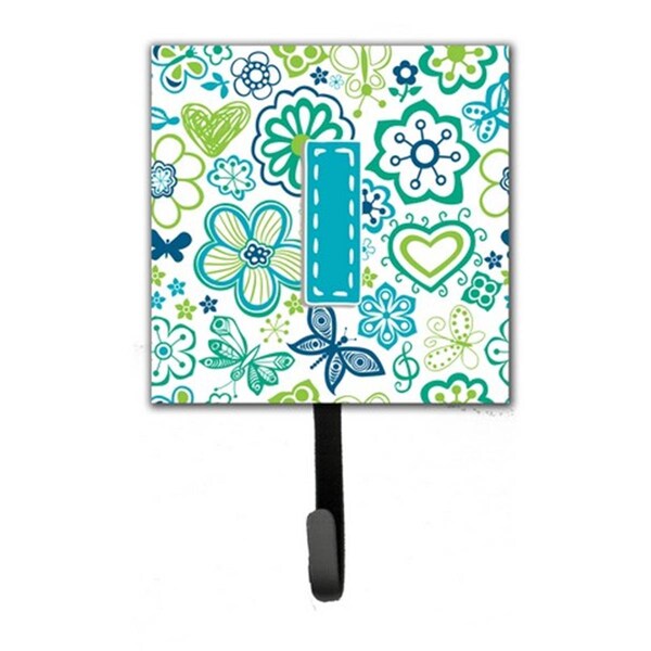 Jensendistributionservices Letter I Flowers And Butterflies Teal Blue Leash & Key Holder - MI1658324