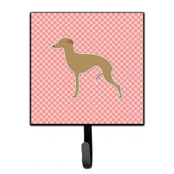 Carolines Treasures Italian Greyhound Checkerboard Pink Leash or Key Holder - BB3614SH4