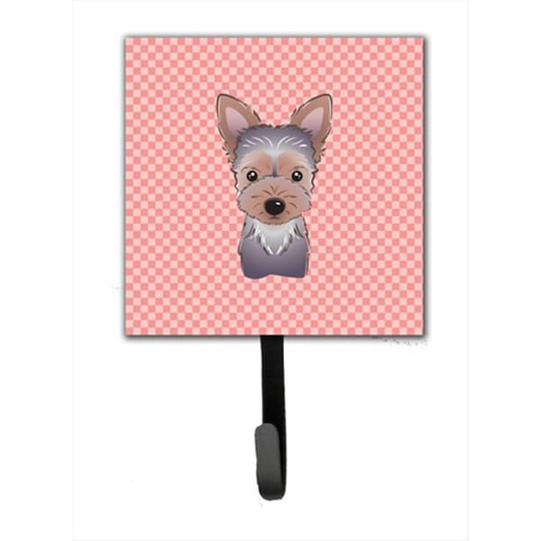 Carolines Treasures Checkerboard Pink Yorkie Puppy Leash or Key Holder- 4.25 W x 7 H In. - BB1232SH4