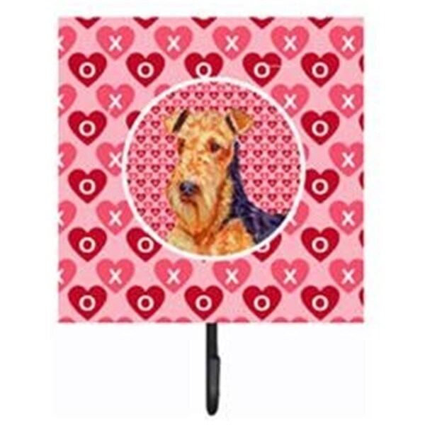 Jensendistributionservices 4.25 x 7 in. Airedale Valentines Love and Hearts Leash Or Key Holder - MI1656680