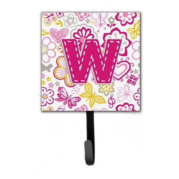 Jensendistributionservices Letter W Flowers And Butterflies Pink Leash & Key Holder - MI1657661