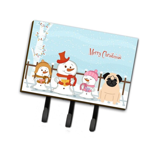 Carolines Treasures Merry Christmas Carolers Pug Fawn Leash or Key Holder - BB2339TH68