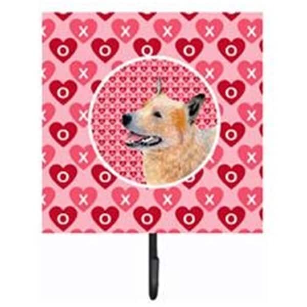 Micasa 4.25 x 7 in. Australian Cattle Dog Valentines Love and Hearts Leash Or Key Holder - MI888551