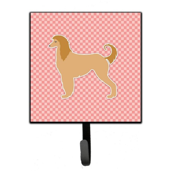 Micasa Afghan Hound Checkerboard Pink Leash or Key Holder - MI221795