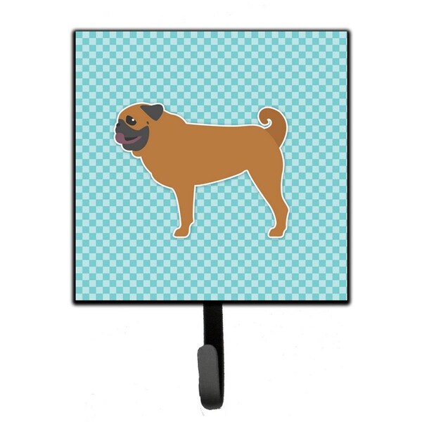 Carolines Treasures Pug Checkerboard Blue Leash or Key Holder - BB3747SH4
