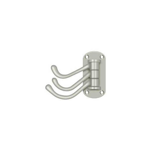Deltana Triple Swivel Hook, Heavy Duty, 4" Projection Satin Nickel - TSH40U15