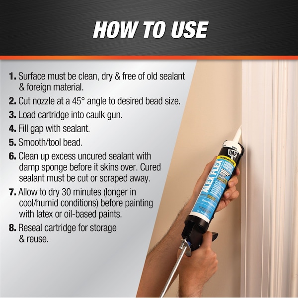 Alex Flex Premium Molding and Trim Acrylic Latex Siliconized Sealant 10.1 FL OZ Antique White - 7079811456