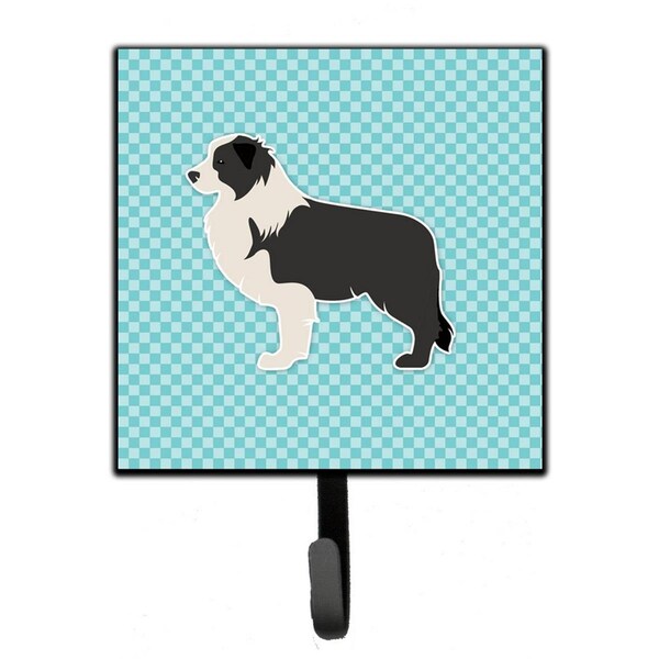 Carolines Treasures Black Border Collie Checkerboard Blue Leash or Key Holder - BB3723SH4