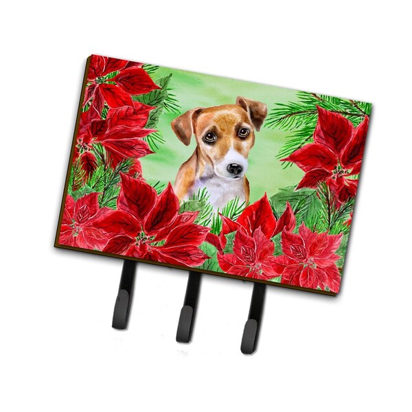 Jensendistributionservices Jack Russell Terrier No 2 Poinsettas Leash or Key Holder - MI1706798