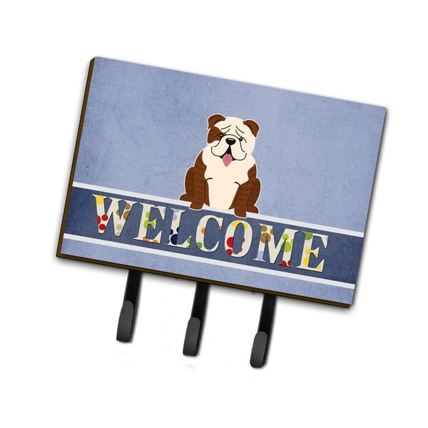 Carolines Treasures English Bulldog Brindle White Welcome Leash or Key Holder - BB5702TH68