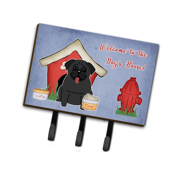 Carolines Treasures Dog House Collection Pug Black Leash or Key Holder - BB2760TH68