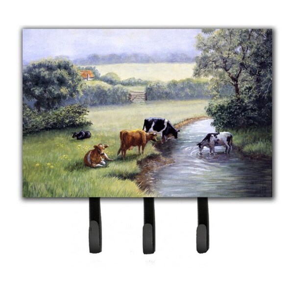 Jensendistributionservices Cows Drinking at the Creek Bank Leash or Key Holder - MI1719856