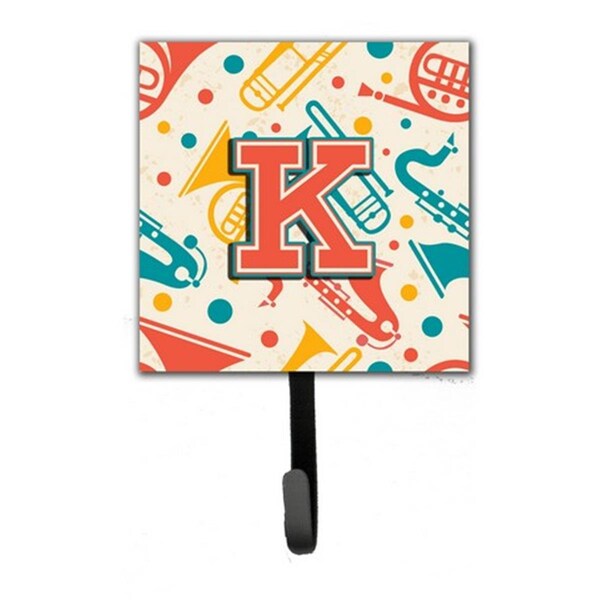 Jensendistributionservices Letter K Retro Teal Orange Musical Instruments Initial Leash & Key Holder - MI1660377
